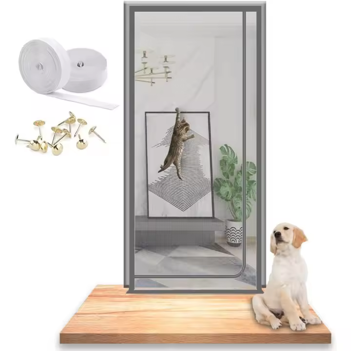 Puerta De Malla Resistente A Los Gatos, Cortina De Mosquitera De Puerta Reforzada, Puerta De Mosquitera con Cremallera, For Sala De Estar, Dormitorio, Patio (Color : Grey, Size : 100x200cm) - 1