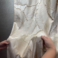 Cortinas De Seda Dorada Con Relieve Y Textura Bronzada Para Dormitorio Bloqueo De Luz Modernas De Lujo Para Villa Cortina De Ventana - details 1