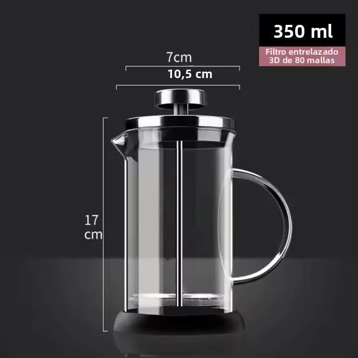 Tetera De Café Fransés En Acero Inoxidable Con Vidrio Y Filtro Multifuncional Para El Hogar Accesorios De Café Con Palanca Manual - 1