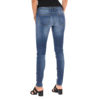 MET-Pantalon Tejano Largo efecto gastado de tejido elástico 10DBF0731 para Mujer