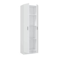 Meimon Armario Multiusos de 2 Puertas Blanco con 3 Estantes Regulables, Bisagras Metálicas, Tiradores en Gris Aluminio, y Soporte de Estantes Metálicos, Capacidad 45 Kg, Ideal para Almacenaje, Medidas: 180 cm x 59 cm x 37 cm, Con Tacos ABS Antiarañazos - details 0