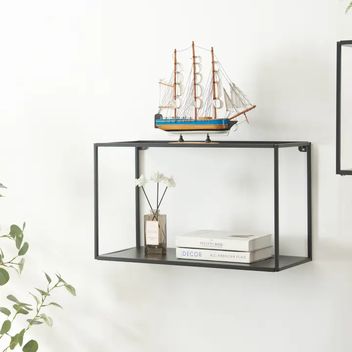 Estantería de pared Notodden 2 estantes acero 60x25x35cm - Negro [en.casa] - 1