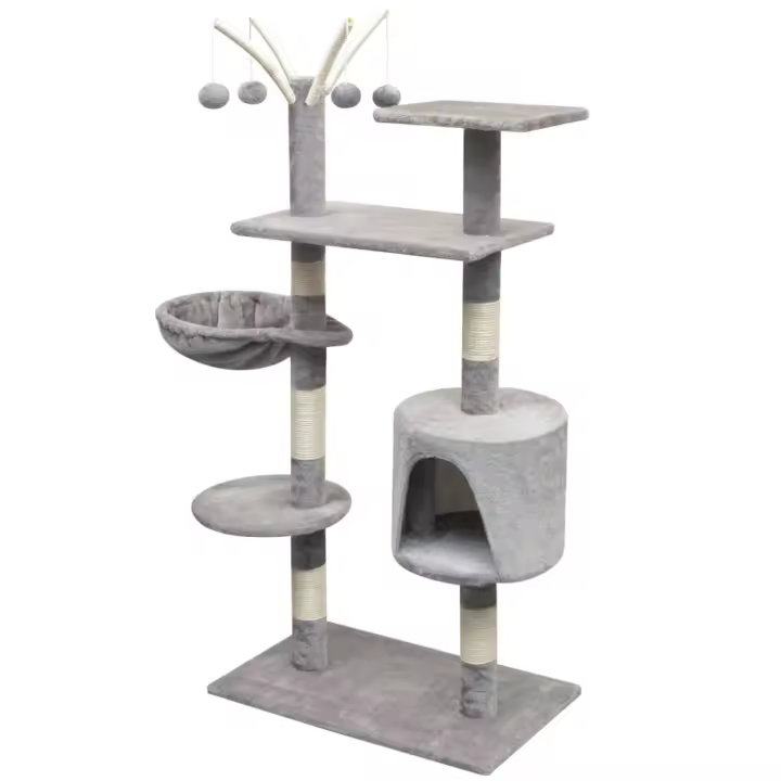 Rascador para Gatos con postes de 125 cm Gris - 1