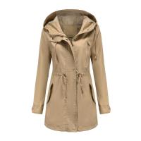 Abrigo De Trench De Algodón Para Mujer plus Talla Con Capucha Estilo Casual Cierre De Cremallera Manga Larga Color Sólido Para Otoño E Invierno - details 15