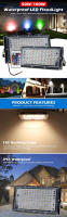 Lámpara De Paisaje LED RGB 220V 230V IP65 Impermeable 100W Para Jardín Calle Puerta Cerca Iluminación Exterior Escenario De Fiesta - details 0