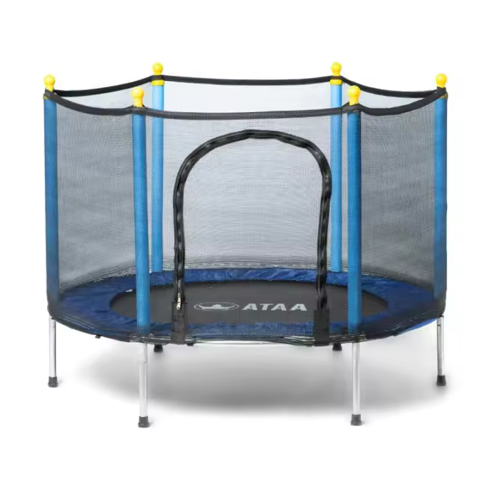 Cama elástica infantil Salty 140 trampolín para niños ideal para exteriores o interiores con espacio, red de seguridad con cremallera y hebillas, barras de seguridad para evitar golpes, cojinete de protección alrededor de la zona de salto - 1