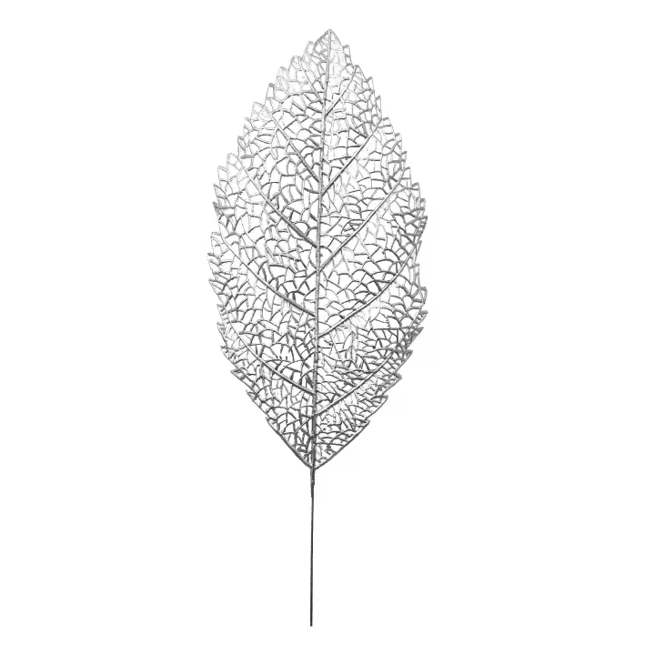 Poenia Arte Floral Pack de 12 Hojas Color Plata Oro Artificial 44cm - Decoración de Navidad - 1