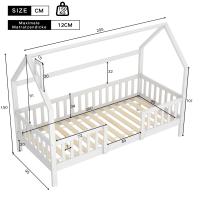 Cama de Cabaña Infantil con Diseño de Chimenea Decorativo 90x200 cm - Pino Natural Robust, Marco Estructural de Listones de Madera, Color Blanco Luminoso (Sin Colchón) - details 6