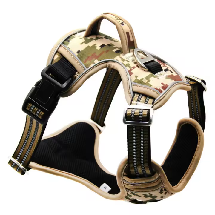 Camuflaje MARRON, M,arnés para Perros, Arnés Antitirantes para Perros, Chaleco Reflectante Duradero Ajustable Transpired, Fácil de Poner, Arnés de Camuflaje para Perros Pequeños, Medianos y Grandes - 1
