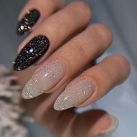 24pcs Uñas Postizas De Acrílico Almendra Con Diseño Gradient Azul Falso Cuidado De Uñas Artificiales Removible Impermeable Para Mujeres Y Niñas - details 1