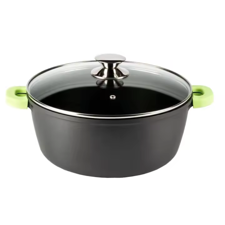 PRS - Olla VIER Brenda, 24cm, aluminio fundido, full induction con tapa de vidrio templado - 1