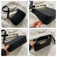Bolso De Lujo Para Mujer Con Diseño De Axila En Piel De Goma Estilo Fashion Pequeño Cuadrado Con Cremallera Y Correa Cruzada - details 7