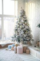 MEJORADA Árbol de Navidad Automontable Flocado con Copos de Nieve Abeto Nevado 150-210cm C/Soporte Metálico - details 1