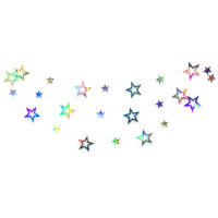 Guirnalda De Estrellas De Papel Plateado 3.7M 12.1ft Para Decoración De Habitaciones Fiesta De Cumpleaños Graduación Año Nuevo - details 3