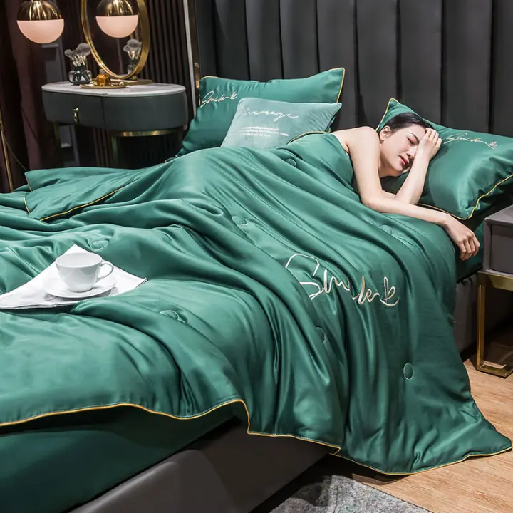Sábana De Seda Lavada 100% Para Verano Con Bordado Suave Y Frío Almohadilla De Cama Seda Suave Y Fría Para Uso Doméstico Y Hotel - 1