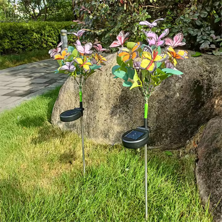 Lámpara De Piso Solar LED Con Mariposas Para Jardín Villa Camping Fiesta Decoración Luz De Escenario Exterior Paisaje - 1