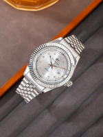 Reloj De Pulsera De Lujo Para Hombre Silvery Acero Inoxidable Cuarzo Clásico Sencillo Reloj Quartz Watch 2024 Nuevo Estilo Business - details 0