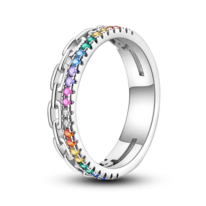 Anillo De Lujo Pandach 925 Plata Con Piedra CZ Colorida Y Flor Redonda Para Mujer Joyería De Boda Y Compromiso Regalo - 1