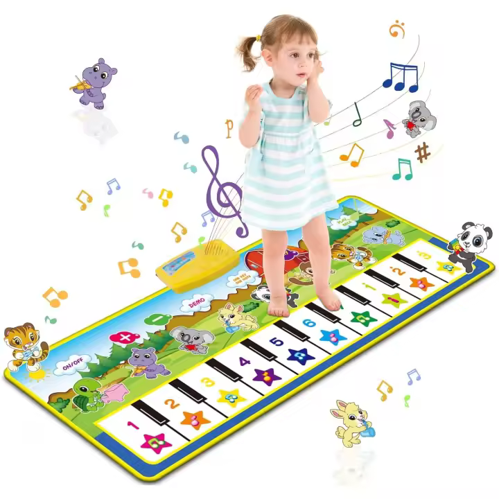 Alfombrilla de piano para niños, alfombrilla de juego, alfombra de suelo con teclado musical - 1