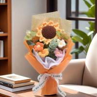 1pc Bouquet De Crochet Efun Flores Hechas a Mano Con Girasoles Y Margaritas Regalo Para San Valentín Aniversario Boda Día De La Madre Cumpleaños Decoración De Hogar - details 3