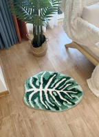 Alfombra De Piso De Hoja Tropical Monstera Irregular Tufted Para Sala De Estar Baño Hecha a Mano Alfombrilla De Baño Verde Monstera Fluffy Antideslizante Resistente Al Desvanecimiento Para Adultos - details 6