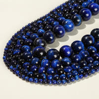 Piedra Natural Dicha Color Azul Tigre Ojo Redonda Perlas De Piedra Preciosa Para Hacer Joyas Pulsera Collar Accesorios 15'' - details 2