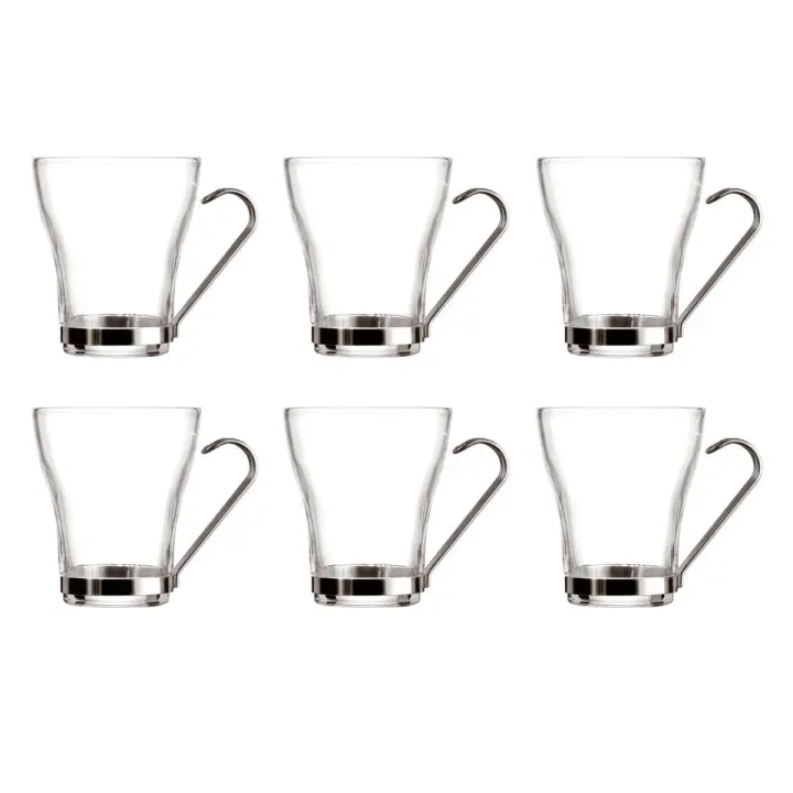 Set 6 Tazas de Vidrio Supreme Quid 23CL Transparente Asas/Mango Acero - 1