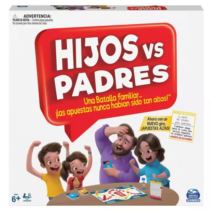 SPIN MASTER - Spin Master Games - Juego DE Mesa Hijos contra Padres: Divertidas Pruebas y Preguntas para Toda la Familia, 2-6 Jugadores - 6065093 - Juegos de Mesa Niños 6 años + - Regalo Niño 6 años + - 1