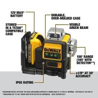 Nivel De Láser Dewalt DW089LG 360 Grados Vertical Con 12 Líneas Y Batería De 12V Verde Para Exterior Medidor De Nivel - details 5