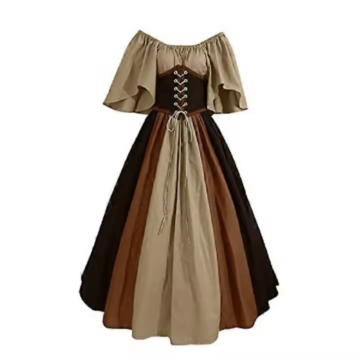 Medieval Clothing Women's Short Sleeve Gothic Dresses Halloween Carnival Costume Retro Party Dresses - 1