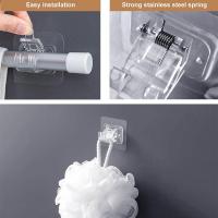 Soporte para Barra de Cortina, Ganchos autoadhesivos para Barra de Cortina, 4 piezas, soporte transparente para Barra de Cortina, soporte para GanchoCortina para Cocina y baño - details 2