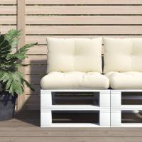 vidaXL Cojines para palets 2 unidades tela estampado de hojas en color Diseño de hojas/Azul/Azul real y más | acolchados duraderos para sofás de jardín terraza exterior - details 4