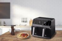 Freidora digital Jocca de aire caliente con dos cubetas independientes con 4 litros de capacidad cada una, pantalla táctil con 10 funciones pre-programadas, temperatura y tiempo ajustable, apagado automático, libre de BPA & PFOA y 1700W de potencia - details 0