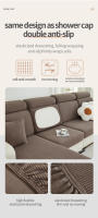 Cubierta De Sofá Elástica De Trenzado Para Sala De Estar Fácil De Limpiar Estilo Rayas Material Poliéster Cómodo Y Duradero - details 7