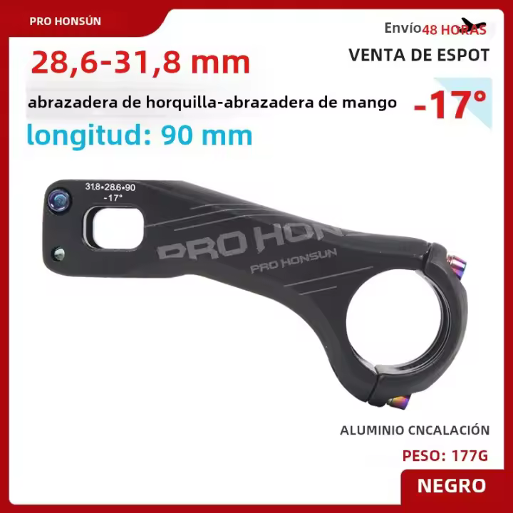 TANKE MTB Potencia Manillar De Bicicleta Aluminio Aleación 17 Grados 70MM/90MM 31.8*28.6MM XC MTB AM Manillar Parte - 1
