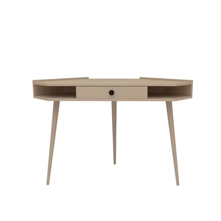 Escritorio Wellhome 85,2x130,8x55 BEIGE - Tablero de Aglomerado Rechapado en Melamina - Madera de Haya Barnizada - 1