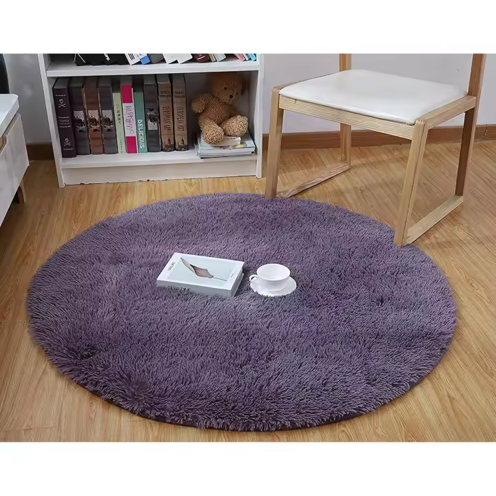 Alfombra moderna para sala de estar, decoración del hogar, alfombra redonda de terciopelo súper suave para dormitorio, alfombra suave y esponjosa para interiores (púrpura, 100 x 100 cm) - 1