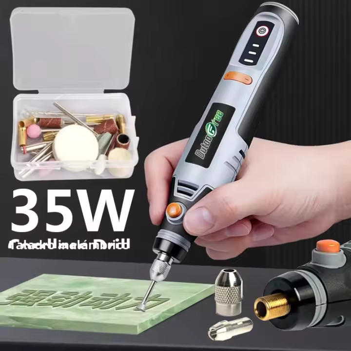 Herramienta Rotativa Sin Cable 35W USB Para Carpintería Y Joyería Con Accesorios Set De Bricolaje Para Metal Y Vidrio Mini Taladro Inalámbrico - 1