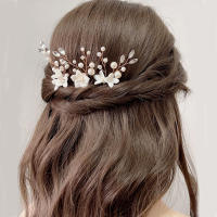 Peinado De Novia Con Three-piece U-shaped Pearl Flower Hairpin Accesorios De Moda Para Mujer Aleación De Aluminio Joyería De Boda - details 2