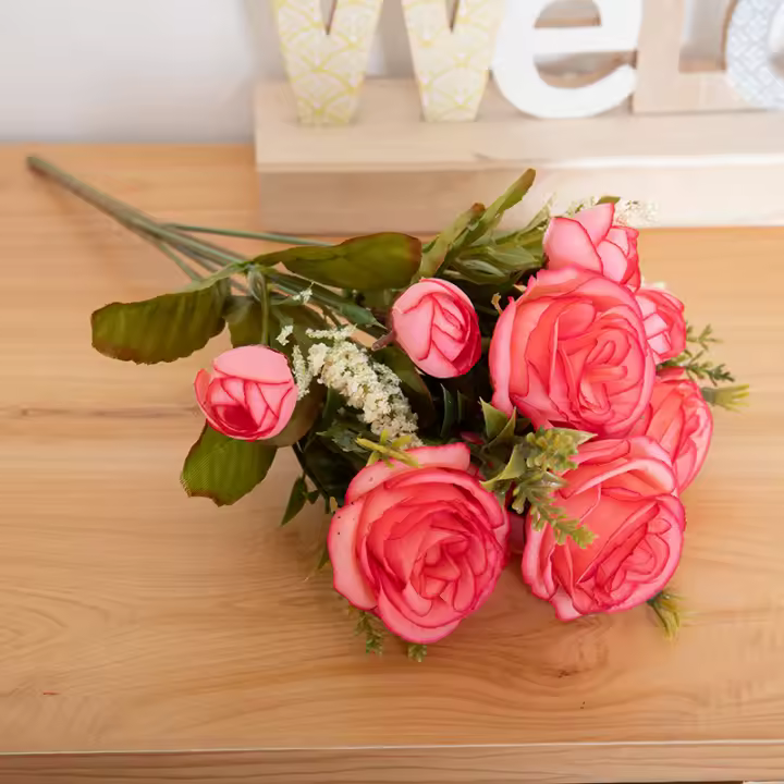 Bouquet De Novia Rosa Púrpura De Seda Artificial 30cm Flores Artificiales Peonía Para Decoración De Casamiento Interior Y Artesanía DIY - 1