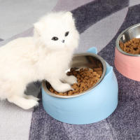 Tazón De Alimentos Para Mascotas De Acero Inoxidable Resistente Al Caídas Con Boca Oblicua Protege La Columna Vertebral Del Cuello Para Gatos Y Perros Durable Y Limpieza Fácil - details 11
