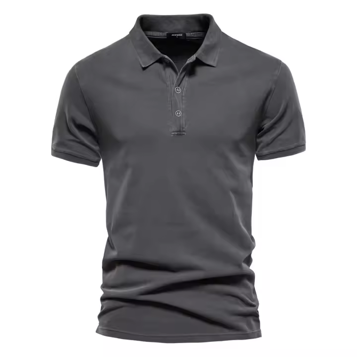 Verano nuevo estilo solapa deportes europeos y americanos camisa POLO de algodón puro moda casual para hombres camiseta de manga corta de color sólido - 1