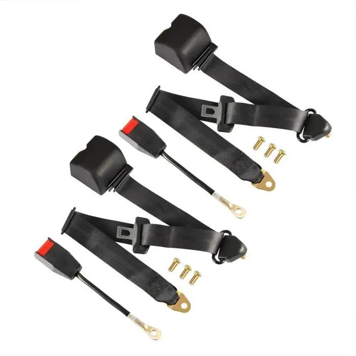 Cinturón de seguridad universal ajustable de 3 puntos para Coche y furgoneta, 2 unidades, Con pernos - 1