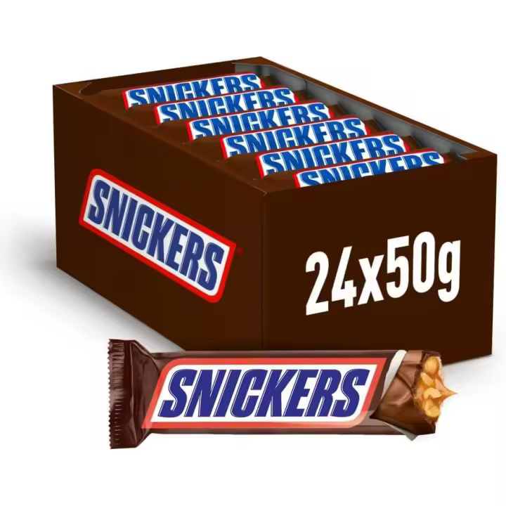 Chocolate Snicker 24x50gr - 24 Barritas de Chocolate con Caramelo y Cacahuetes - 1