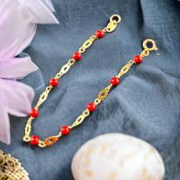 Pulsera Bebe con coralinas redondas Oro 18 Kilates ( 750 m/m ) con Certificado de calidad - details 1