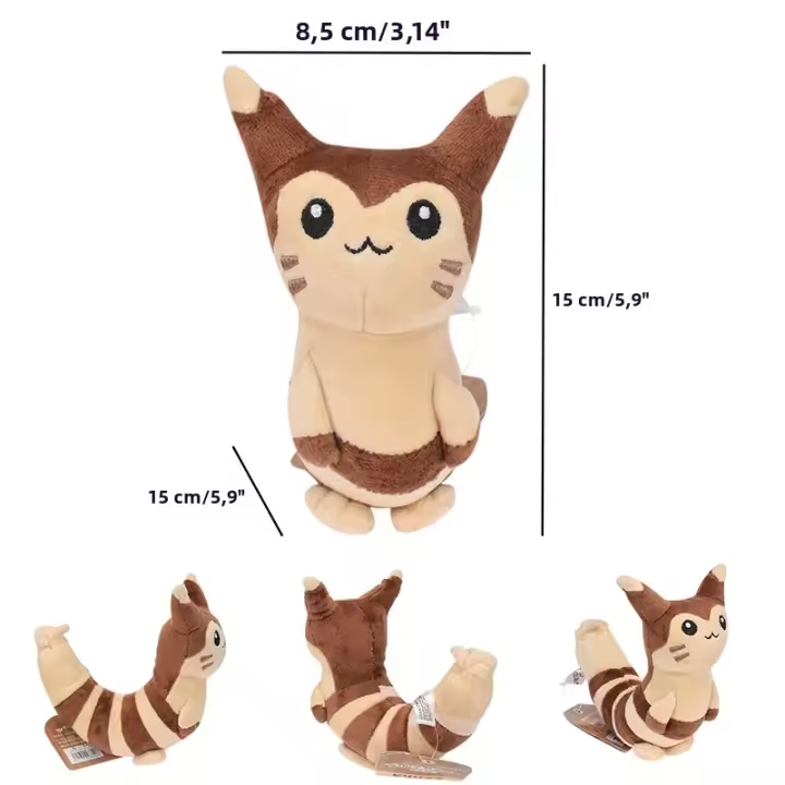Muñeco De Peluche Furret Sentret Rosa Oscuro Y Marrón Kawaii Almohada De Peluche Scolipede Caterpie Juguete De Dibujos Animados Para Niños Y Adultos - 1