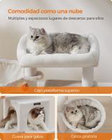 Árbol para Gatos Grandes con Vivienda, Rampa, Hamaca y Pompón - Disponible en Blanco Crema o Rosa Jalea - details 4