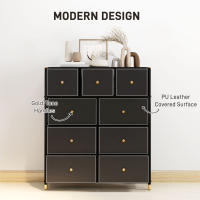 HOMCOM Cómoda para Dormitorio Cajonera de Tela Plegables con Frentes de PU y Marco de Acero Cajonera para Dormitorio Salón Negro - details 4