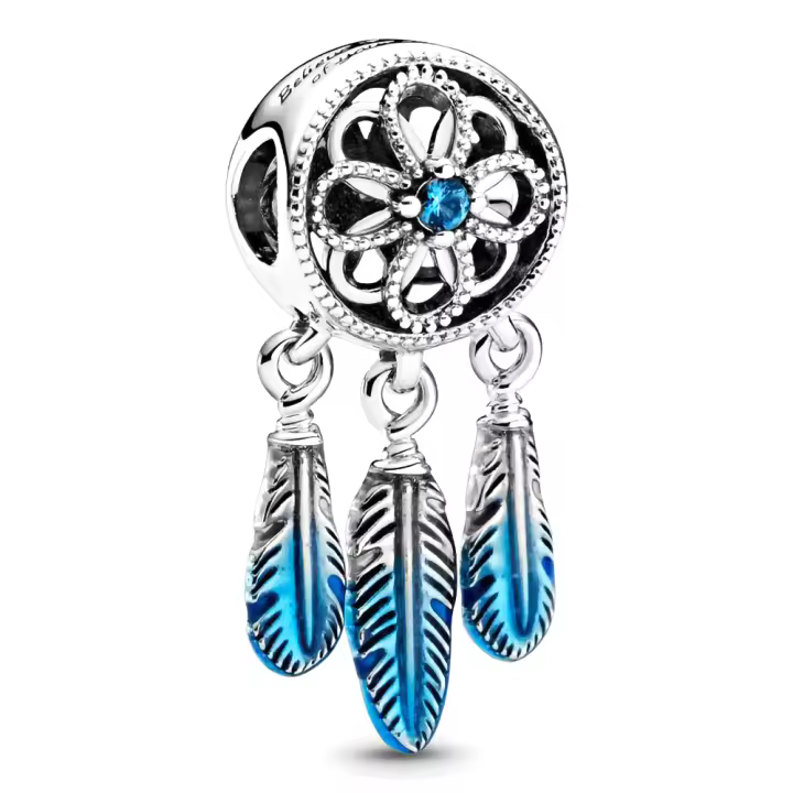 Pandora Charm de Colgante en Plata de Ley Atrapasueños Azul 799341C01，Incluye Caja Original - 1