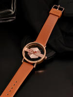 Reloj De Cuarzo Para Hombre TOMI Con Correa De Cuero Minimalista Y Moderna Cristal Hueco Personalizado Resistentes Al Agua - details 15